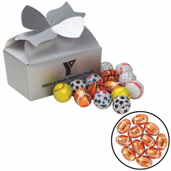 Custom Logo Large Bow Gift Boxes - Chocolate Sport Balls (14 pieces)