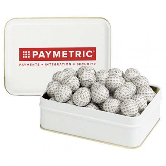 Custom Logo Small Rectangle Tin - Chocolate Sport Balls